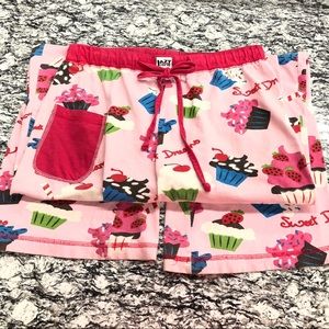 Lazy one PJ pants, Cupcakes w/phone pocket